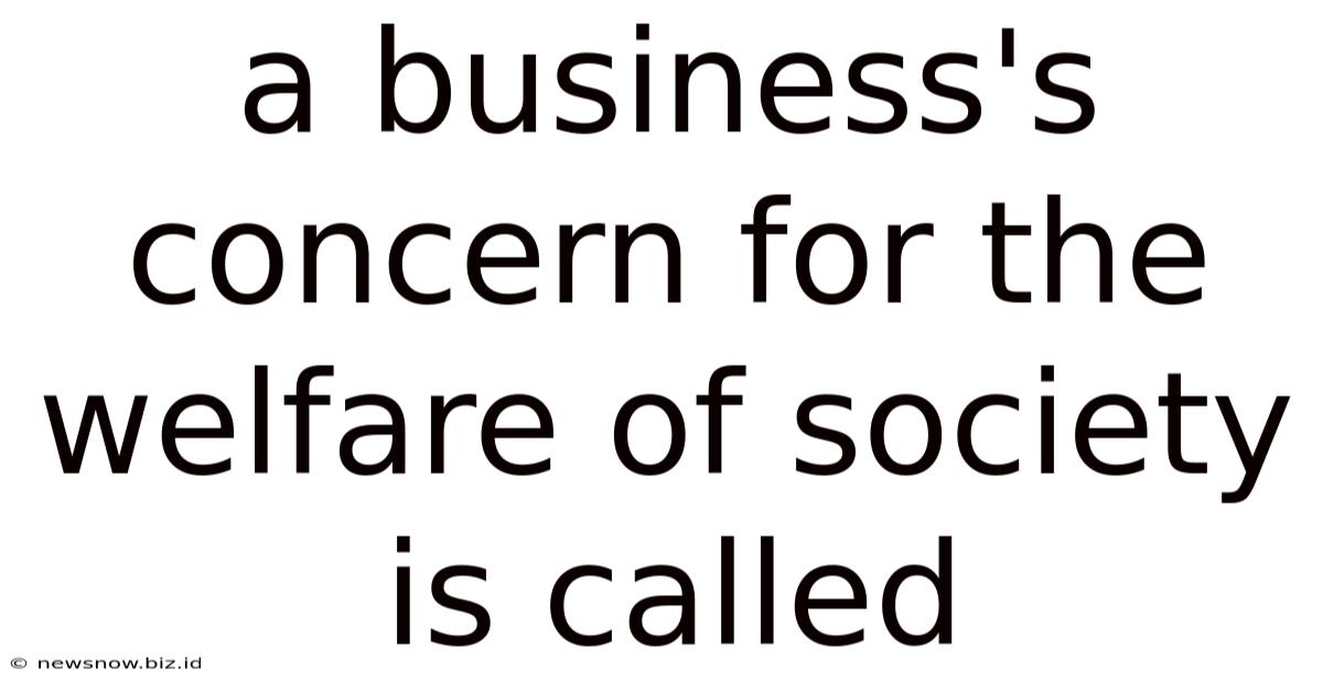 A Business's Concern For The Welfare Of Society Is Called