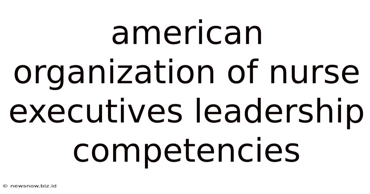 American Organization Of Nurse Executives Leadership Competencies