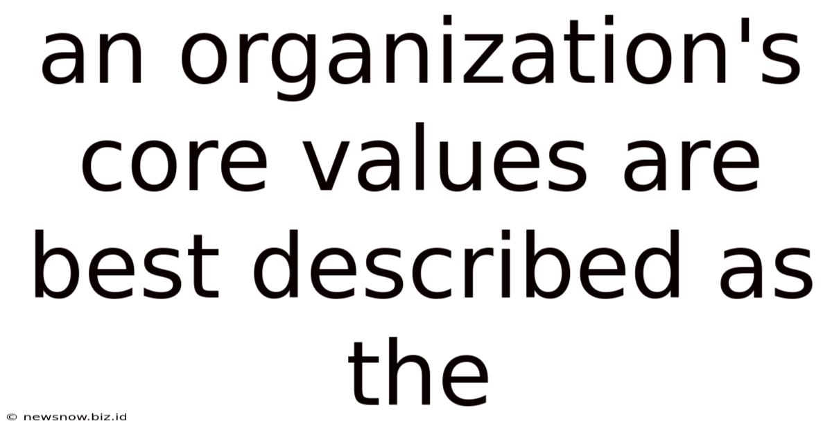 An Organization's Core Values Are Best Described As The
