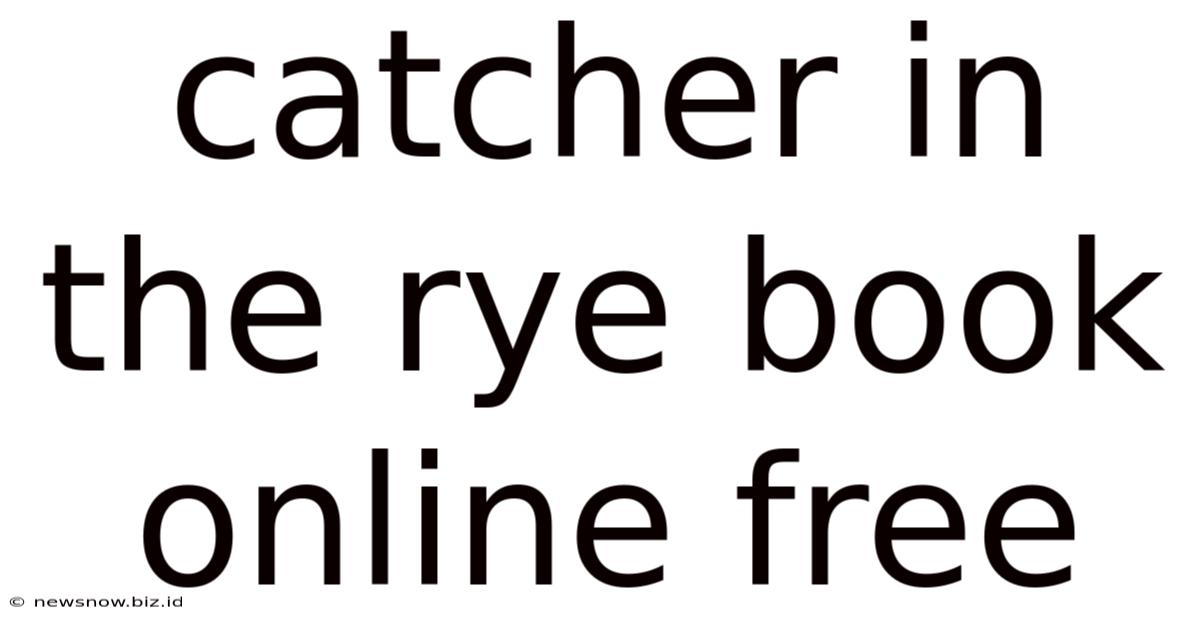 Catcher In The Rye Book Online Free