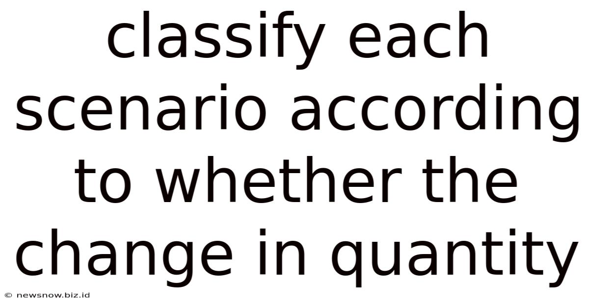Classify Each Scenario According To Whether The Change In Quantity