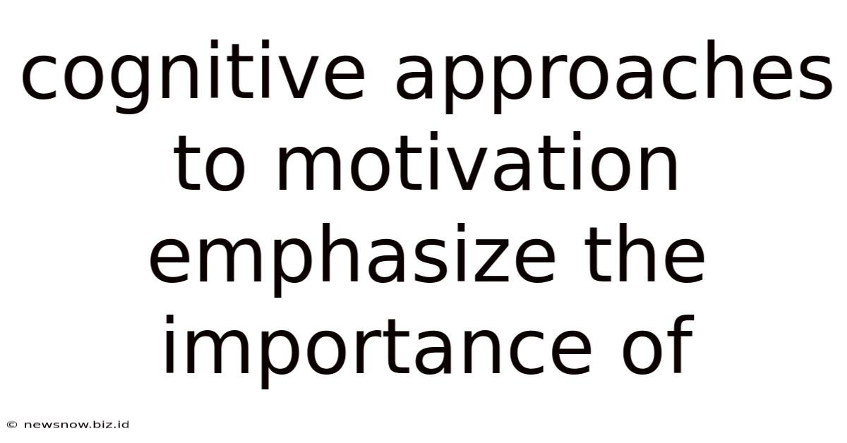 Cognitive Approaches To Motivation Emphasize The Importance Of