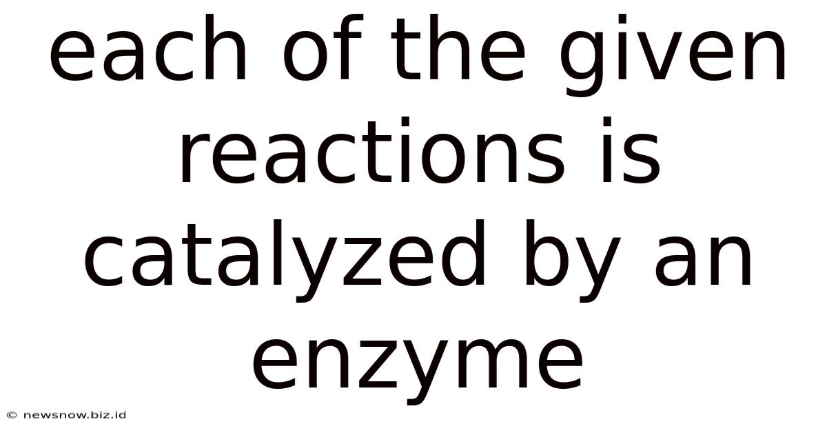 Each Of The Given Reactions Is Catalyzed By An Enzyme