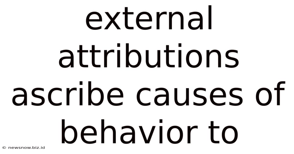 External Attributions Ascribe Causes Of Behavior To