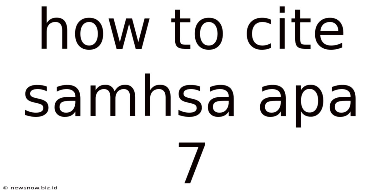How To Cite Samhsa Apa 7