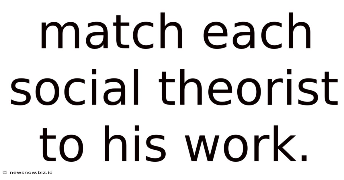 Match Each Social Theorist To His Work.