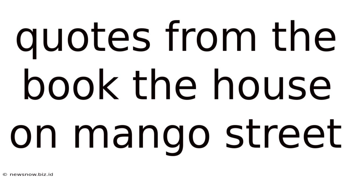 Quotes From The Book The House On Mango Street