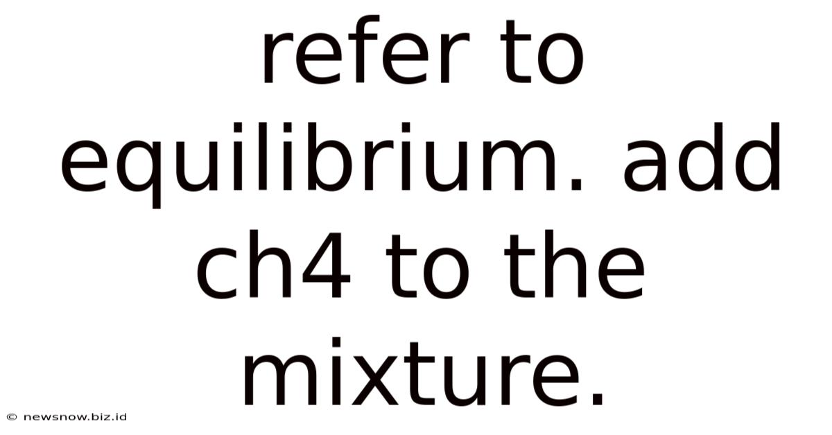 Refer To Equilibrium. Add Ch4 To The Mixture.