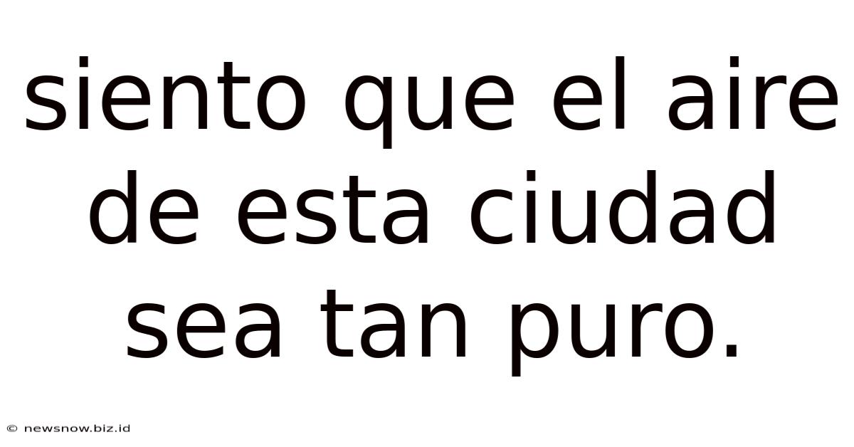 Siento Que El Aire De Esta Ciudad Sea Tan Puro.