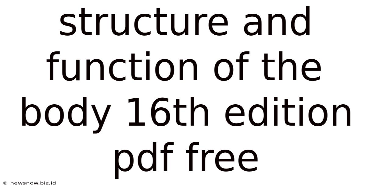 Structure And Function Of The Body 16th Edition Pdf Free