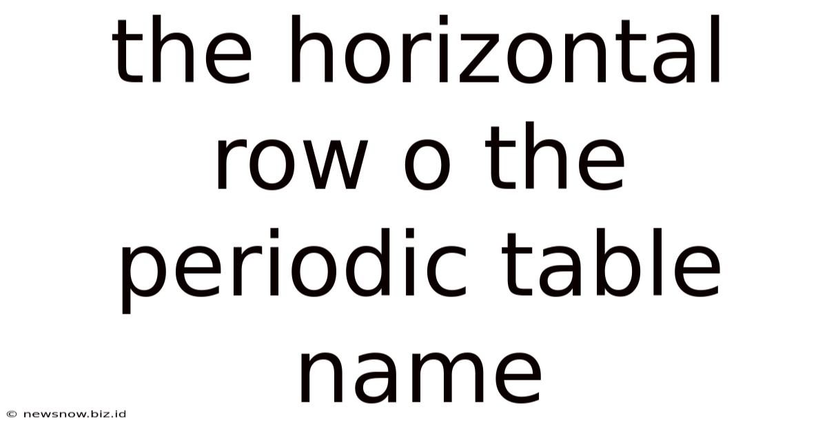 The Horizontal Row O The Periodic Table Name