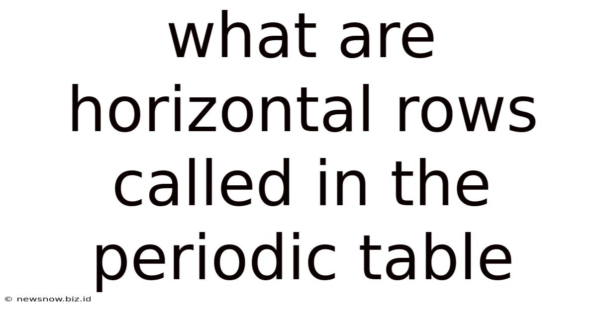 What Are Horizontal Rows Called In The Periodic Table