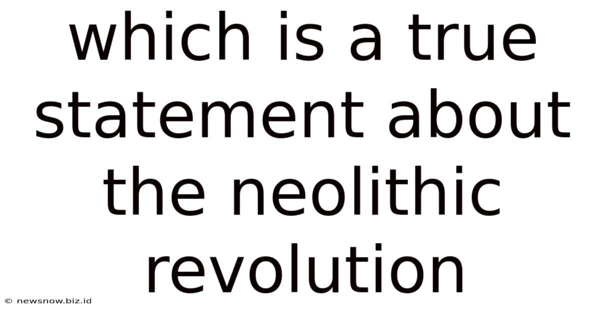 Which Is A True Statement About The Neolithic Revolution