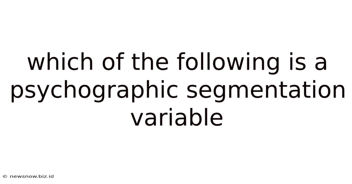 Which Of The Following Is A Psychographic Segmentation Variable