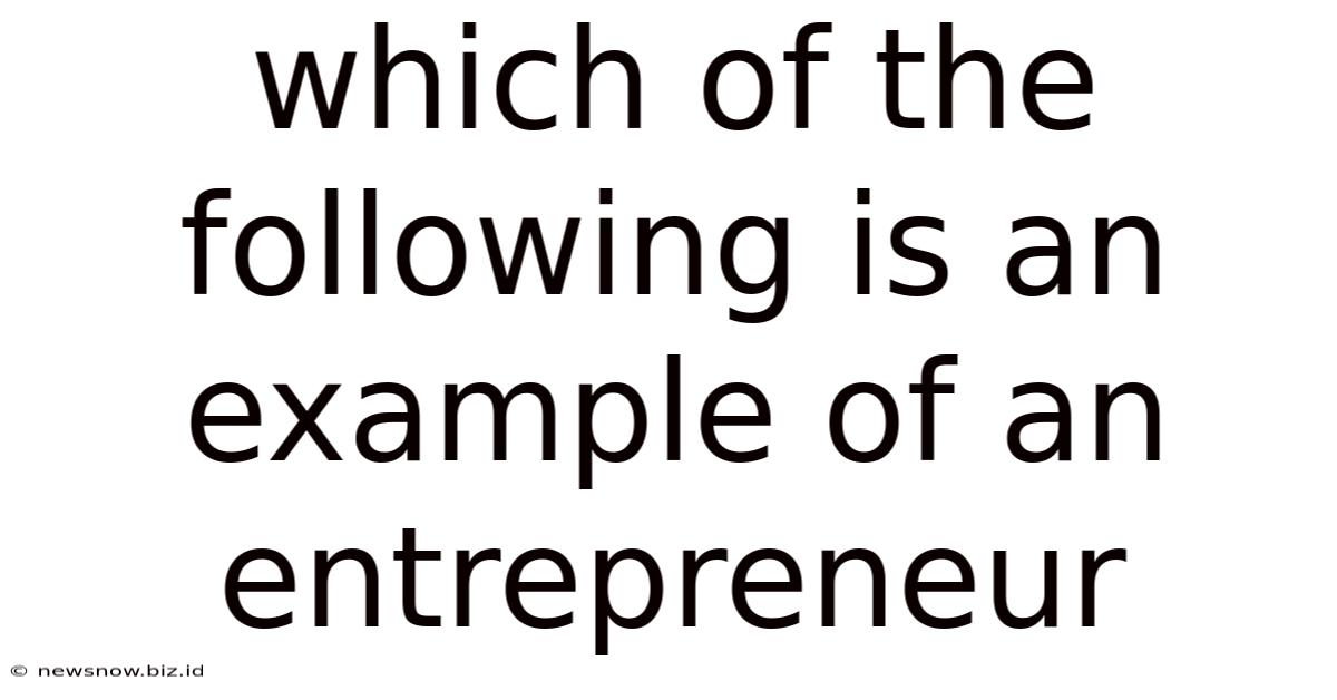 Which Of The Following Is An Example Of An Entrepreneur