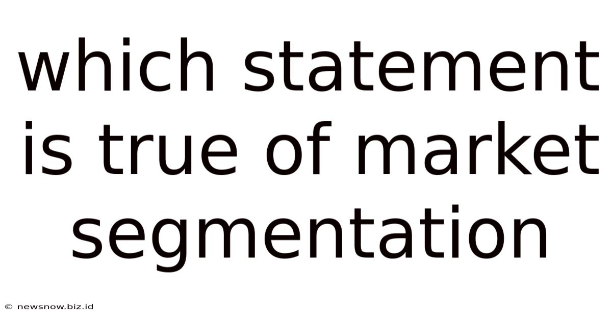 Which Statement Is True Of Market Segmentation