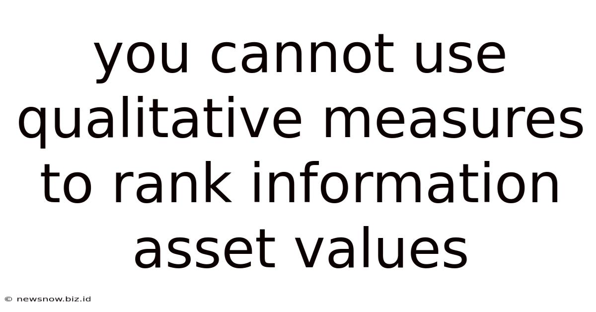 You Cannot Use Qualitative Measures To Rank Information Asset Values